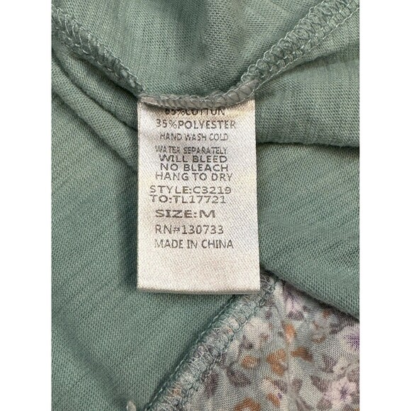 Umgee Women’s Green Tank Top Tunic Floral Bottom Medium Bohemian Racerback - Picture 7 of 7